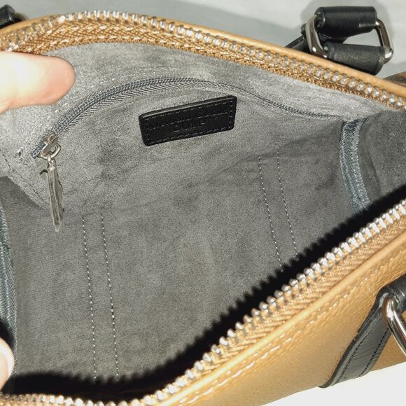 DUYP Melodie Cecile Pebbled Leather Shoulder Bag Brown & Black Satchel W/ Insert - Picture 8 of 16